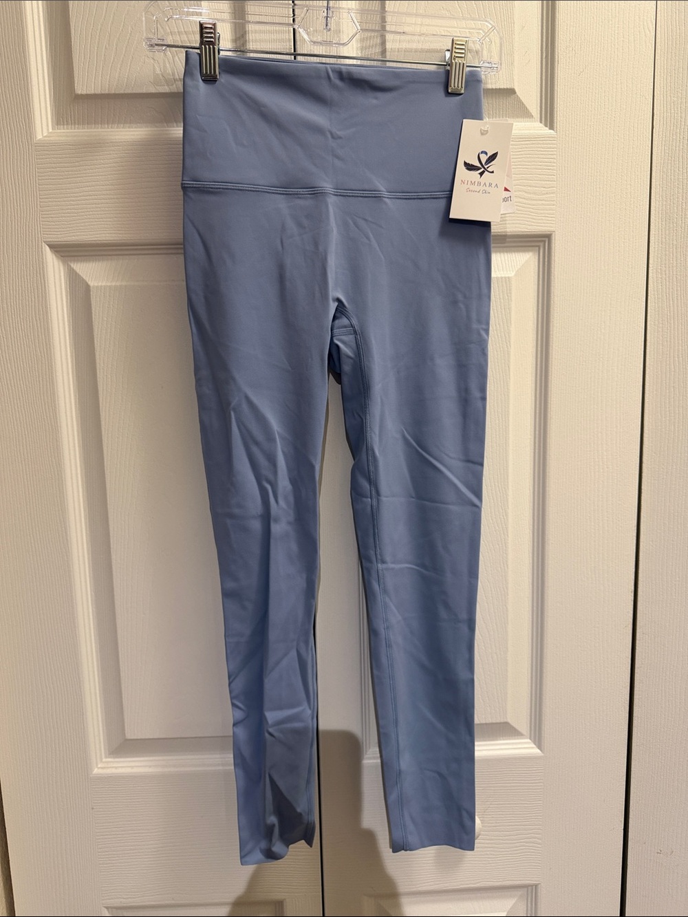 Girls Light Blue High-Waist Leggings